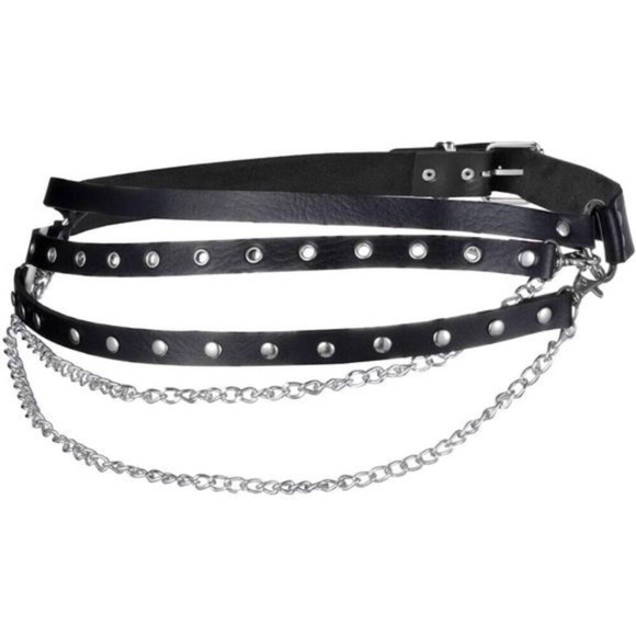 Punk Belts O-Rings Chains Goth Rock Steampunk Style Garters Strap for Women - Picture 2 of 6